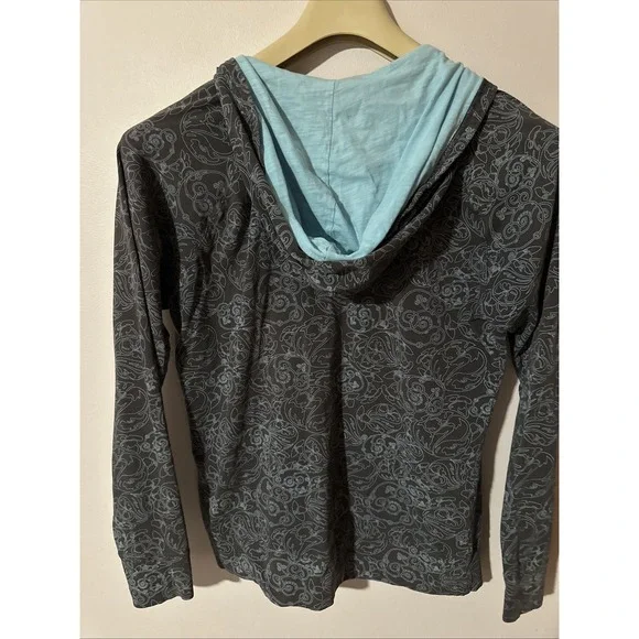 The North Face Hoodie Kangaroo Pocket Brown Paisley Pullover V Neck Womens Sz XL - Picture 5 of 9